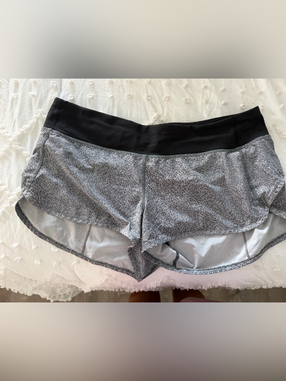 lululemon athletica Heather Gray Running Shorts with Black Waistband